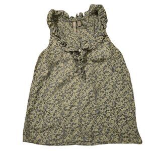 Y2K Old Navy 100% Silk S Baby Doll Ruffle Top Purple/Gray Whimsygoth Fairy